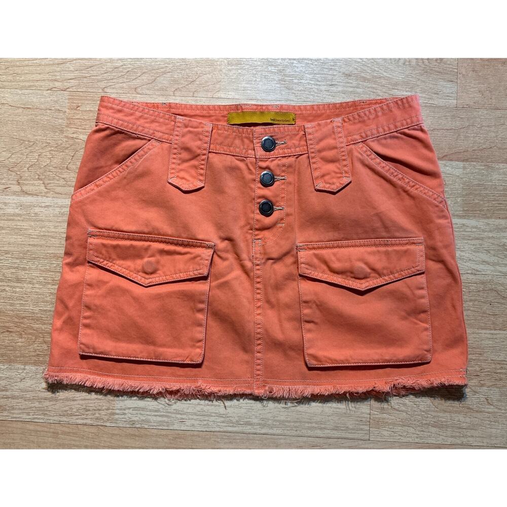 Twill Twenty Two Mini Skirt Orange Cargo Short Style Street Wear Size 28
